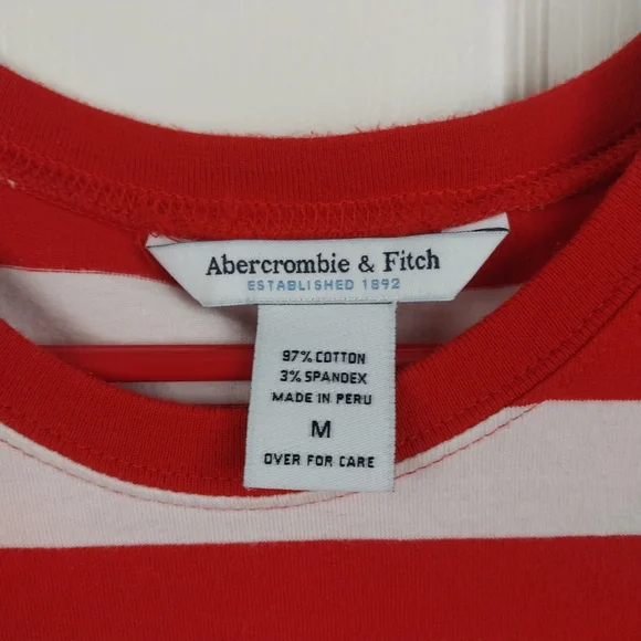Abercrombie and Fitch Women's Medium Red and White Striped Sleeveless Tank Top - Picture 2 of 7